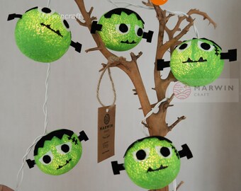 Horror decor Frankenstein String Lights Halloween Fairy Lights Bedroom Home Decor Living Room Wall Hanging Lights Wedding Decor Dorm Lights