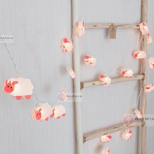 Paper String Lights Baby Dream Sleep Sheep Fairy Lights Bedroom Home Decor Living Room Wall Hanging Nursery Lights Decor Dorm Battery Plug
