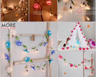 8 Colour 20 Frangipani String Lights Flower Fairy Lights Bedroom Home Decor Living Room Wall Hanging Wedding Lights Decor Dorm Battery Plug