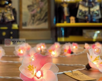 20 String Lights White Pink Sakura Japanese Flower Fairy Lights Cherry Blossom Bedroom Home Decor Living Room Hanging Shades Dorm Garland
