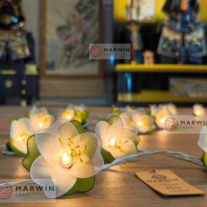 20 White String Lights Himalaya Flower Fairy Lights Bedroom Home Decor Living Room Wall Hanging Lights Backdrop Dorm USB Battery Plug in