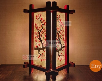 Limited Red Design Asian Oriental Japanese Sakura Shoji Zen Art Bedside Floor Table Lamp Japanese Paper Light Shades Living Gift Home Decor