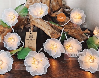 20 String Lights White Green Sakura Japanese Flower Fairy Lights Cherry Blossom Bedroom Home Decor Living Room Hanging Shades Dorm Garland
