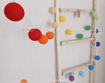 Luces de cadena de espectro de arco iris Bolas de algodón Luces de hadas Dormitorio Decoración del hogar Sala de estar Luces colgantes de pared Decoración Dormitorio Luces de bebé Evento para niños