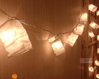 ホワイトストリングライト 和紙ランタン フェアリーライト 寝室 ホームデコレーション リビングルーム 壁掛けライト 寮 ストリーミング USB バッテリープラグ