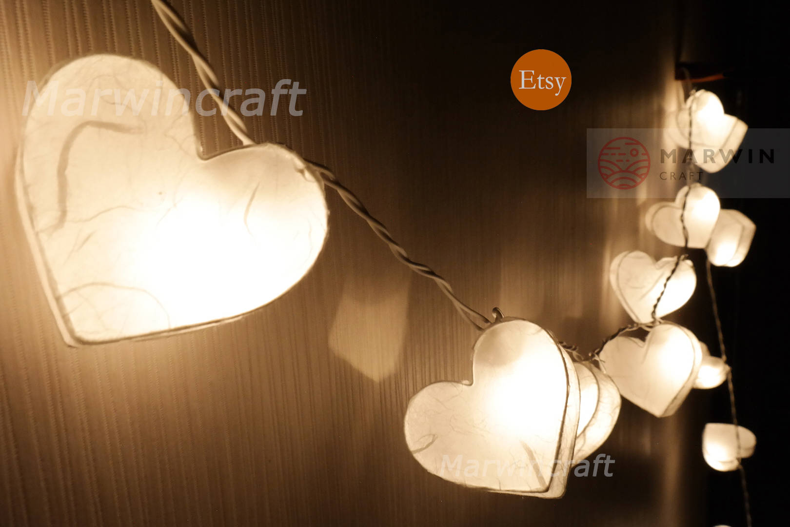 White Mulburry Paper String Lights Heart Fairy Lights Bedroom Etsy