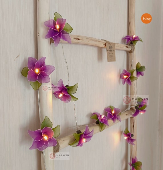 Purple String Lights Orchid Flower Fairy Lights Bedroom Etsy 日本