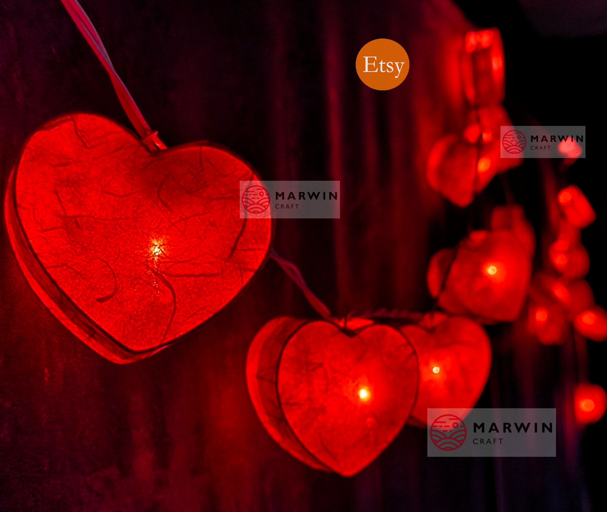 Red Paper String Lights Heart Fairy Lights Bedroom Home Decor Living ...