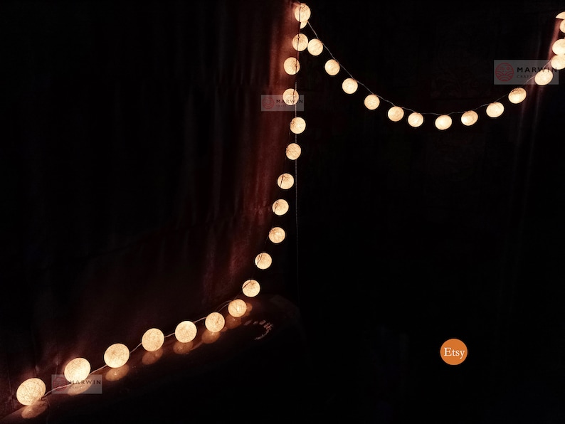 Marwincraft Cotton Ball Fairy String Lights - Thumbnail 4