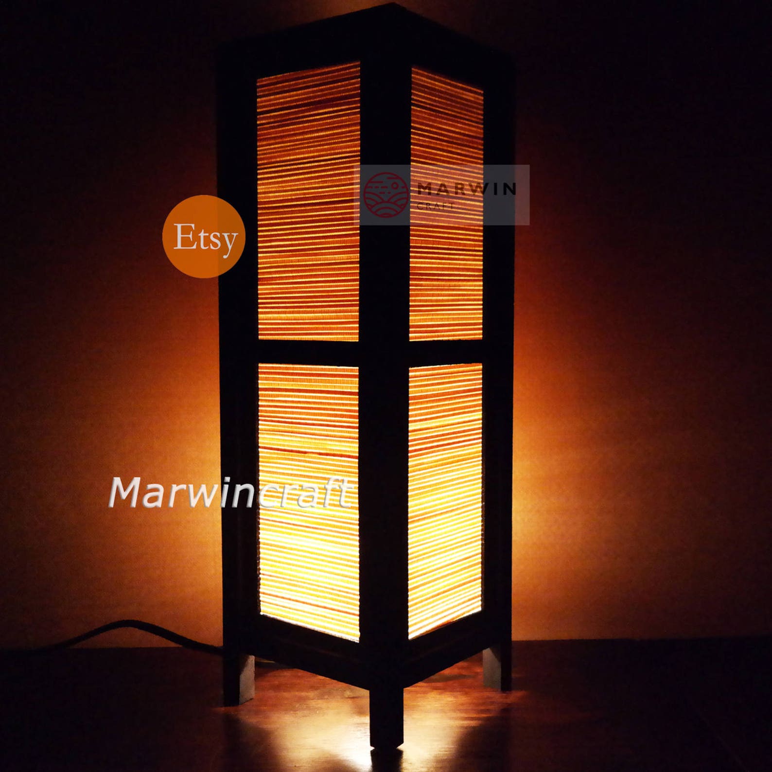 Asian Oriental Craft Bamboo Japanese Lamp Zen Bedside Lamp Etsy