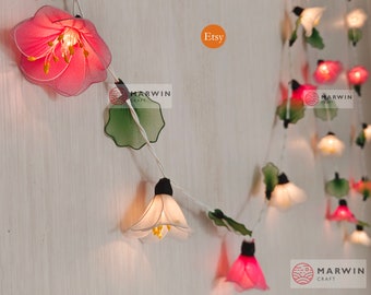 Selected 20 White Pink String Lights Himalaya Flower Fairy Lights Bedroom Home Decor Living Room Hanging Lights Wedding USB Battery Plug in