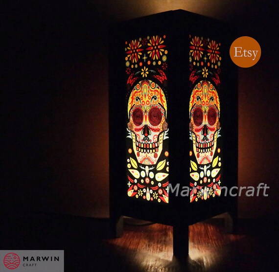 Sugar Skull Punk Rock Japanese Lamp Zen Bedside Lamp Floor Etsy