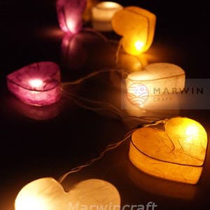 Selected Paper String Lights Heart Fairy Lights Bedroom Home Decor Living Room Wall Hanging Lights Wedding Decor Nursery USB Battery or Plug Sugar Lavender