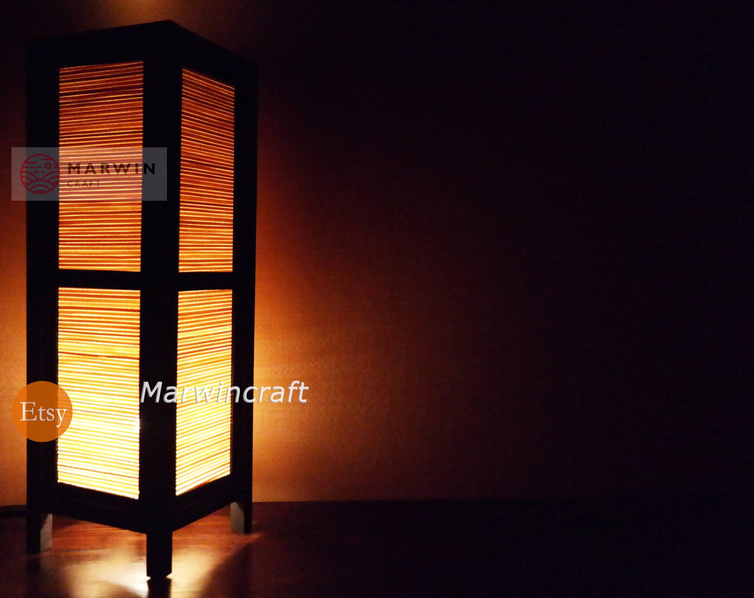 Asian Oriental Bamboo Bedside Table Lamp Decorative Wood Shades Desk Night Light 