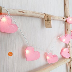 Selected Paper String Lights Heart Fairy Lights Bedroom Home Decor Living Room Wall Hanging Lights Wedding Decor Nursery USB Battery or Plug image 4