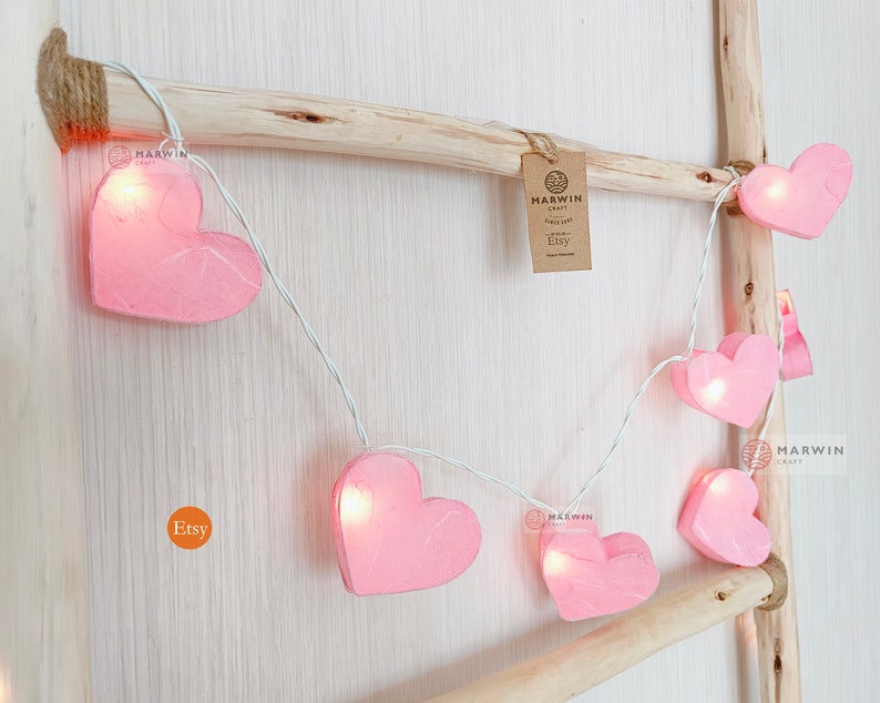 Selected Paper String Lights Heart Fairy Lights Bedroom Home Decor Living Room Wall Hanging Lights Wedding Decor Nursery USB Battery or Plug image 4