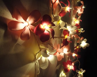 Magenta Shades  Frangipani String Lights Flower Fairy Lights Bedroom Home Decor Living Room Wall Hanging Wedding Lights Decor Dorm Lights