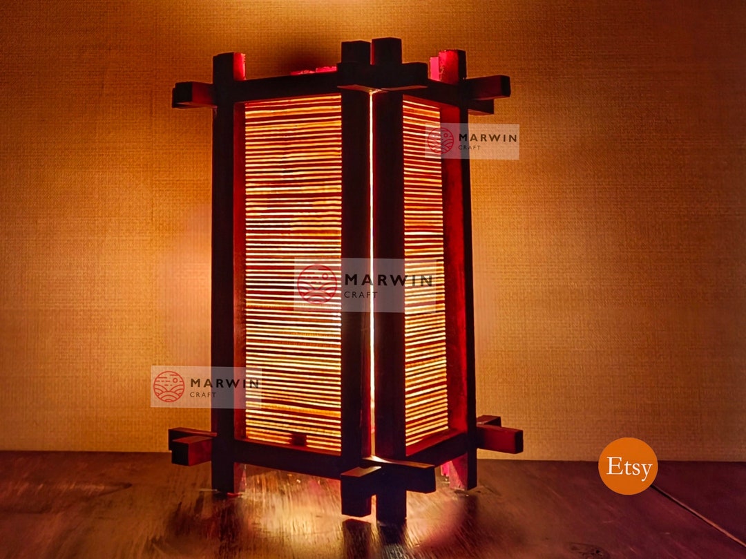 Limited Asian Oriental Japanese Lamp Shoji Zen Bedside Lamp Floor Table