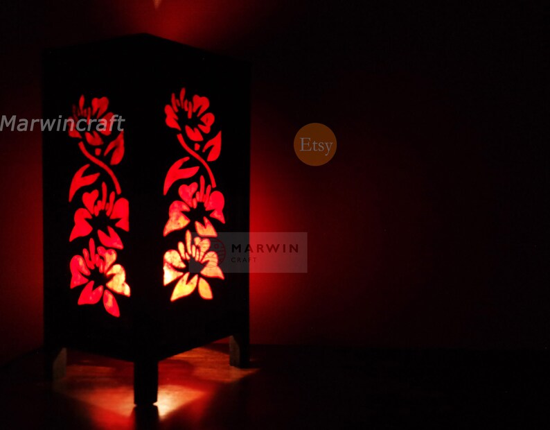 Asian Oriental Hibiscus Flower Lamp Zen Bedside Lamp Floor Etsy