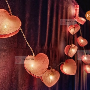 Pink Paper String Lights Heart Fairy Lights Bedroom Home Decor Living Room Wall Hanging Dorm Romantic Valentine Nursery USB Battery Plug