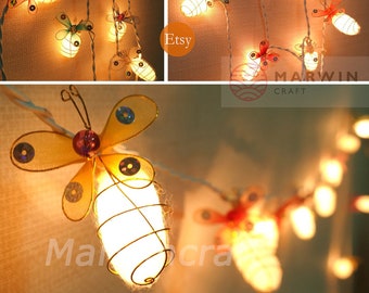 Multi String Lights Bee Bug Fairy Lights Bedroom Home Decor Living Room Wall Hanging Lights Wedding Decor Dorm Lights Kid Room Battery Plug