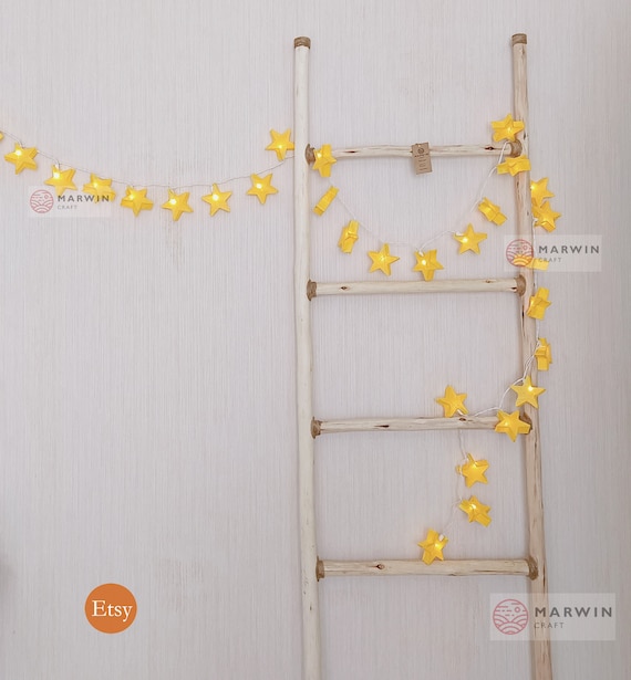 Yellow Mulburry Paper String Lights Star Fairy Bedroom México Yellow Mulburry Paper String Lights, Yellow String Lights For Bedroom