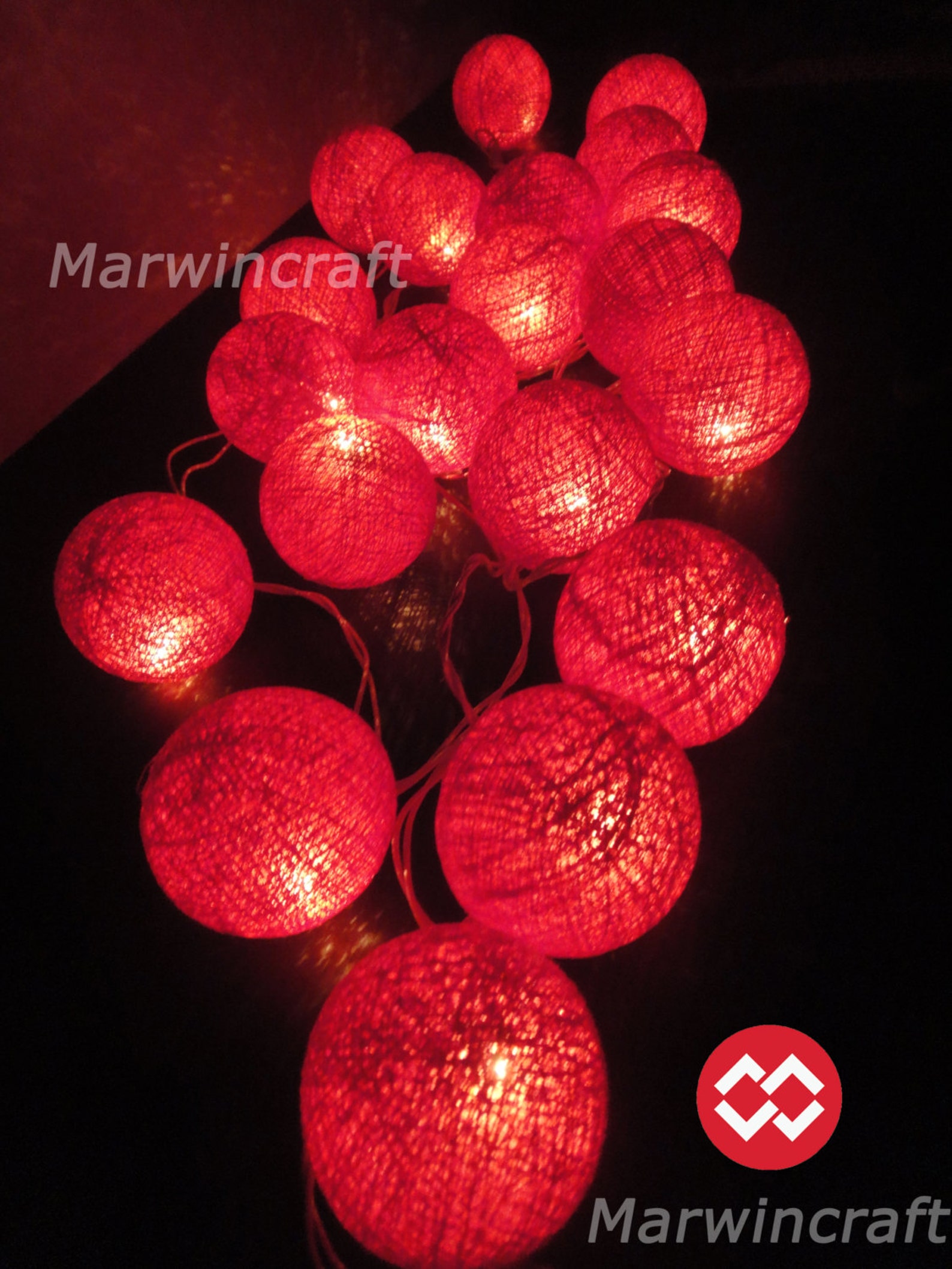 Red String Lights Cotton Balls Fairy Lights Bedroom Home Decor Etsy