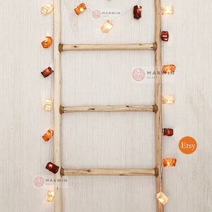 Beige Brown Earth String Lights Japanese Paper Lantern Fairy Lights Bedroom Home Decor Living Room Wall Hanging Lights Dorm USB Battery Plug imagen 5