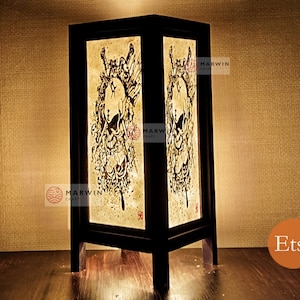 Asian Oriental Japanese Sugar Skull Lamp Zen Bedside Lamp Floor Table Lamp Paper Japanese Light Lamp Shades Bedroom Home Decor Living Room