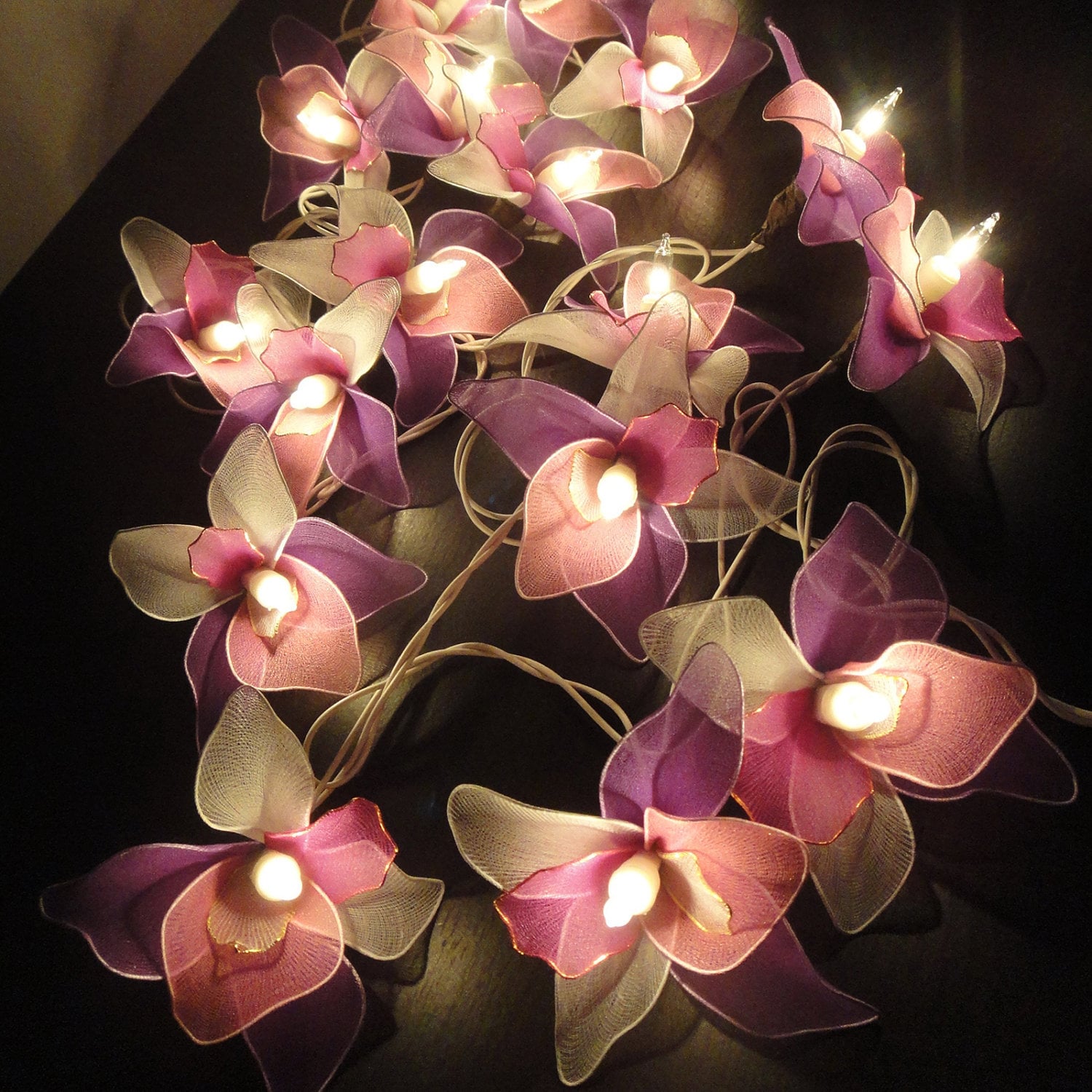 20 Pink White Purple String Orchid Flower Fairy Lights - Etsy
