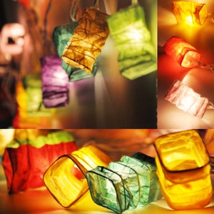 Mix Multi Colorful String Lights Japanese Paper Lantern Fairy Lights Bedroom Home Decor Living Room Wall Hanging Dorm Decor USB Battery Plug