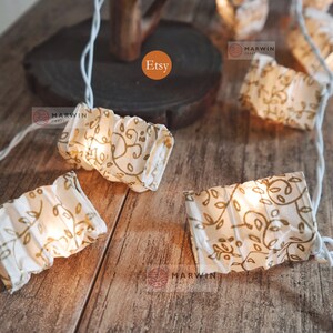 Ivory String Lights Japanese Paper Lantern Fairy Lights Bedroom Home Decor Living Room Wall Hanging Light Shades Dorm Decor USB Battery Plug image 2