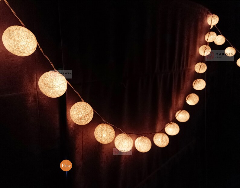 Marwincraft Cotton Ball Fairy String Lights - Thumbnail 2