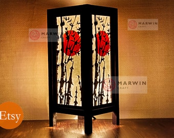 Asiatisch Oriental Bambus Sonnenuntergang Japanische Lampe Zen Nachttischlampe Stehlampe Papier Japanische Licht Lampenschirme Schlafzimmer Wohnkultur Wohnzimmer