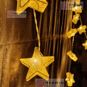 Yellow Mulburry Paper String Lights Star Fairy Lights Bedroom Home Decor Living Room Wall Hanging Lights Decor Dorm USB Battery or Plug image 2