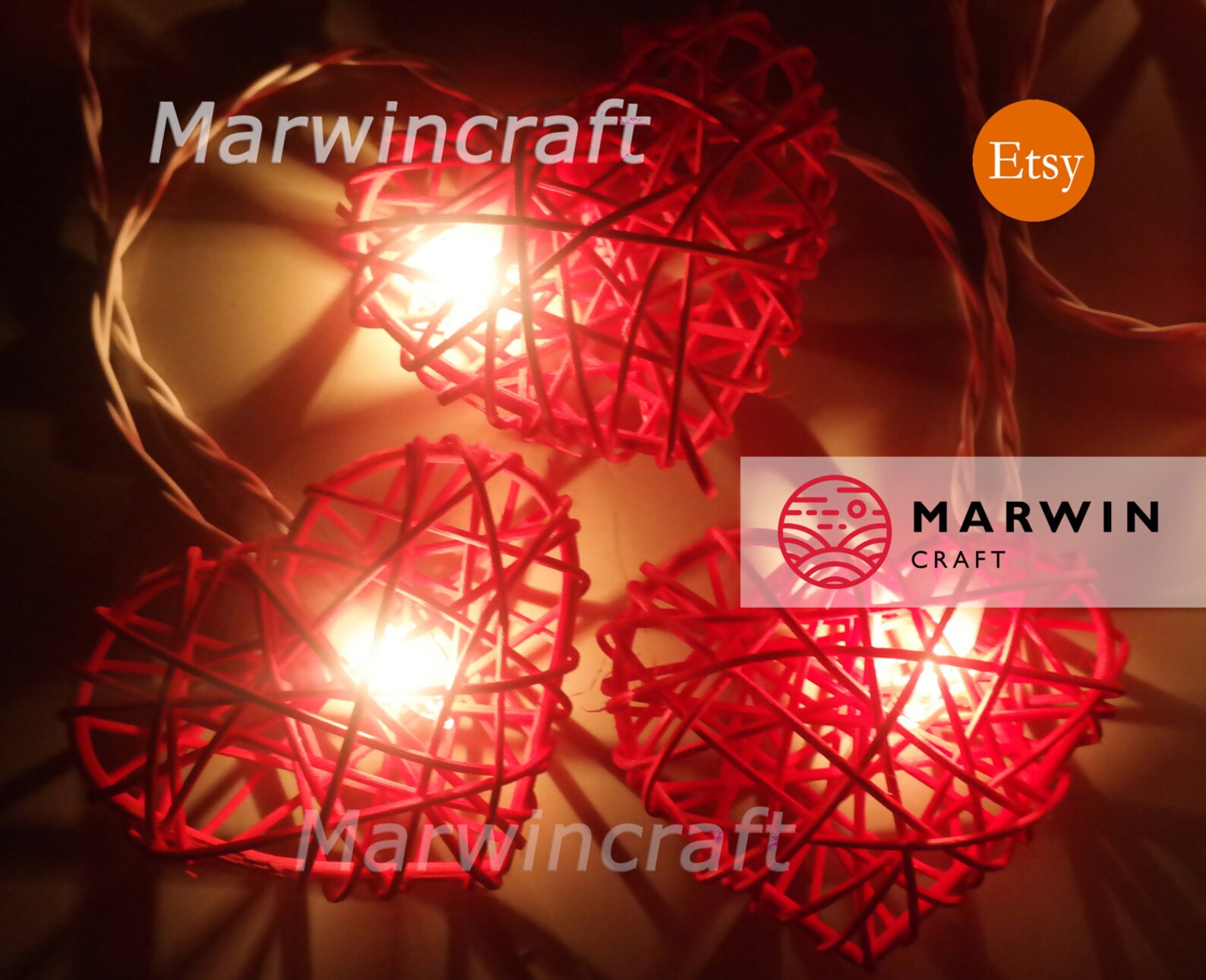 20 35 Red String Lights Heart Rattan Fairy Lights Bedroom Home Decor ...
