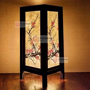 Asian Oriental Sakura Cherry Blossom Tree Japanese Lamp Zen Bedside Lamp Floor Table Lamp Paper Japanese Light Lamp Shades Bedroom Home Deco image 1