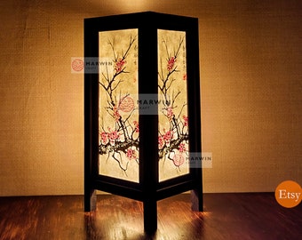 Asian Oriental Sakura Cherry Blossom Tree Japanese Lamp Zen Bedside Lamp Floor Table Lamp Paper Japanese Light Lamp Shades Bedroom Home Deco