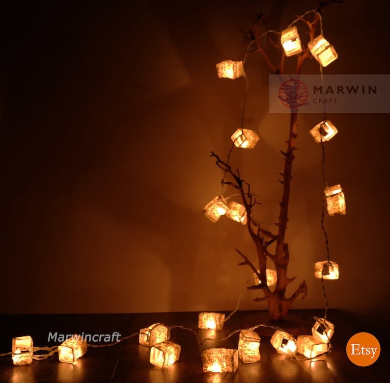 Ivory String Lights Japanese Paper Lantern Fairy Lights Bedroom Home Decor Living Room Wall Hanging Light Shades Dorm Decor USB Battery Plug image 1