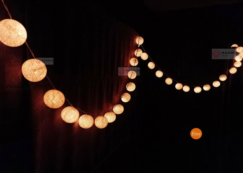 Marwincraft Cotton Ball Fairy String Lights