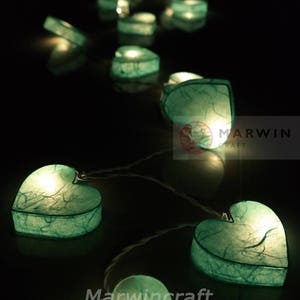 Selected Paper String Lights Heart Fairy Lights Bedroom Home Decor Living Room Wall Hanging Lights Wedding Decor Nursery USB Battery or Plug Mint