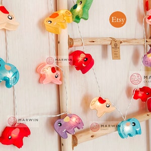 Mix Colorful String Lights Elephant Fairy Lights Bedroom Home Decor Living Room Wall Hanging Lights Nursery Decor Dorm Lights Zoo Animal
