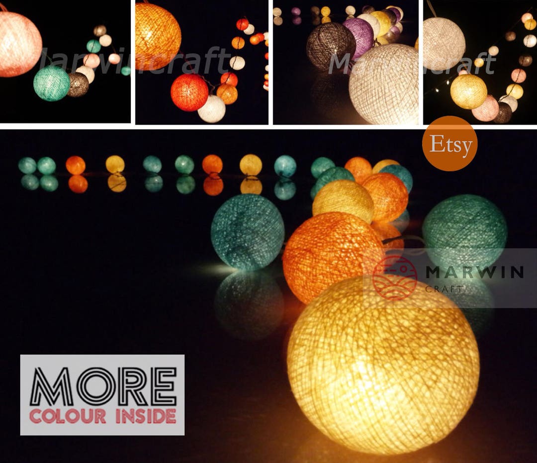 45 Colour Options String Lights Cotton Balls Fairy Lights Bedroom Home