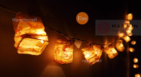 12 Color of String Lights Japanese Paper Lantern Fairy Lights | Etsy