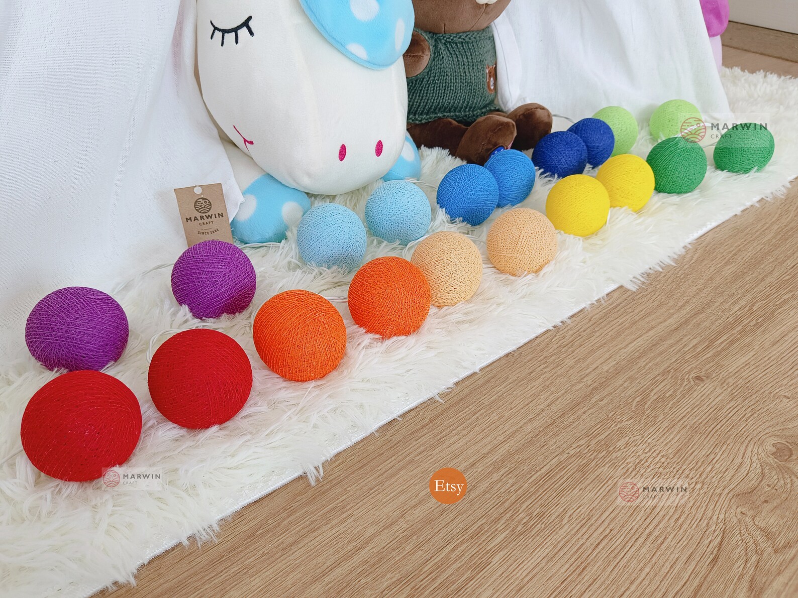 Spectrum String Lights Rainbow Spectrum String Lights Cotton Balls Fairy Lights Bedroom Home ...