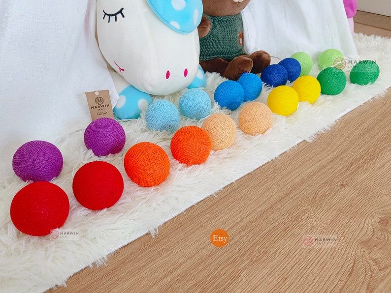 Rainbow Spectrum String Lights Cotton Balls Fairy Lights Bedroom Home Decor Living Room Wall Hanging Lights Decor Dorm Baby Lights Kid Event image 5