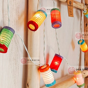 Circle Colorful Mix String Lights Japanese Paper Lantern Lamp Fairy Lights Shades Bedroom Home Decor Living Room Wall Hanging Dorm Game