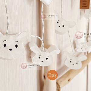 String Lights Puppy Shih tzu Dog Paper Fairy Lights Bedroom Home Decor Living Room Wall Hanging Dorm Nursery Lights Mobile Kid Anime Cartoon