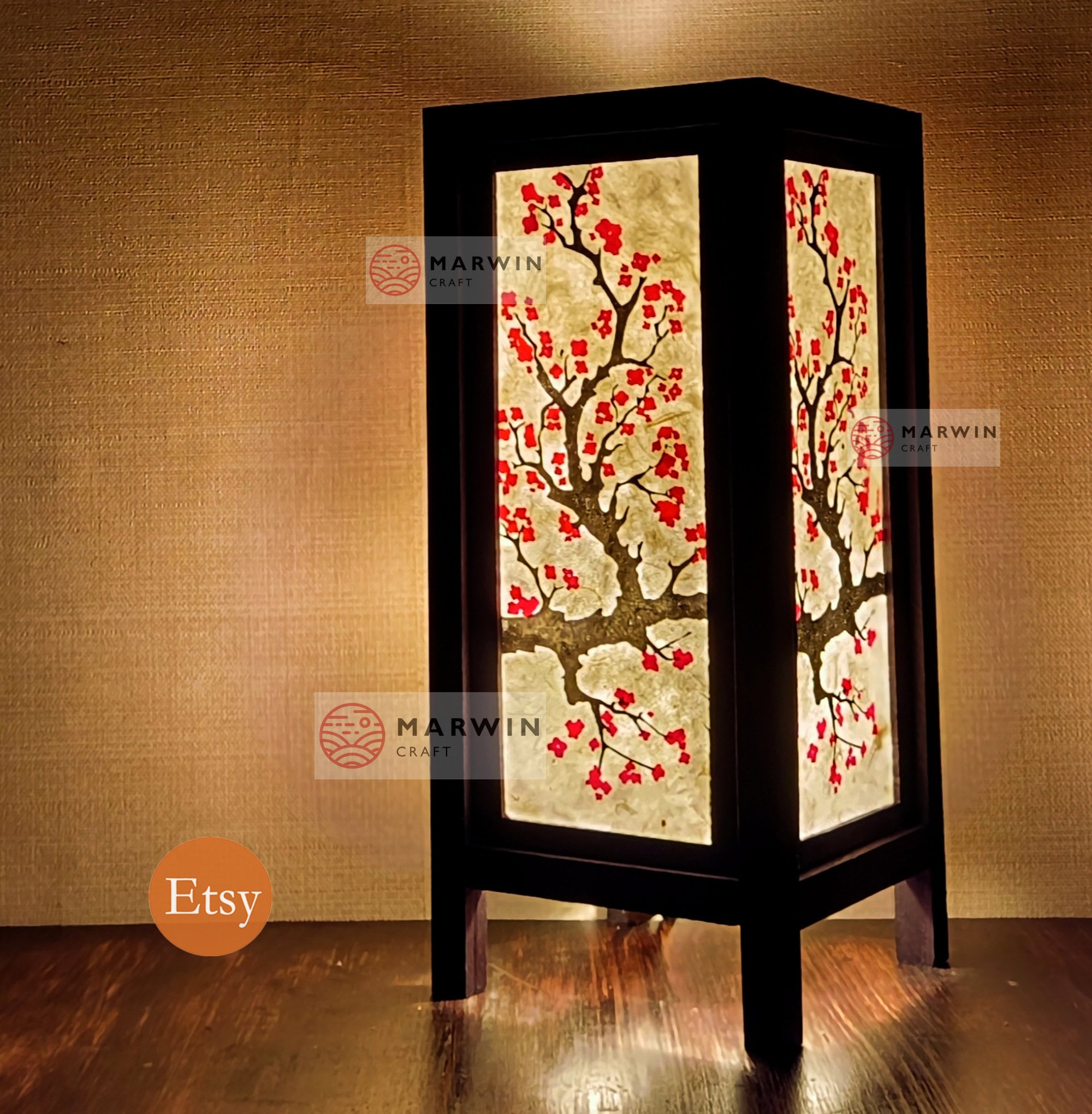Asian Oriental Cherry Blossom Japanese Lamp Zen Bedside Lamp Floor
