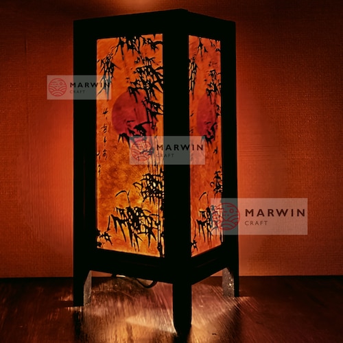 Asian Oriental Cherry Blossom Japanese Lamp Zen Bedside Lamp Etsy